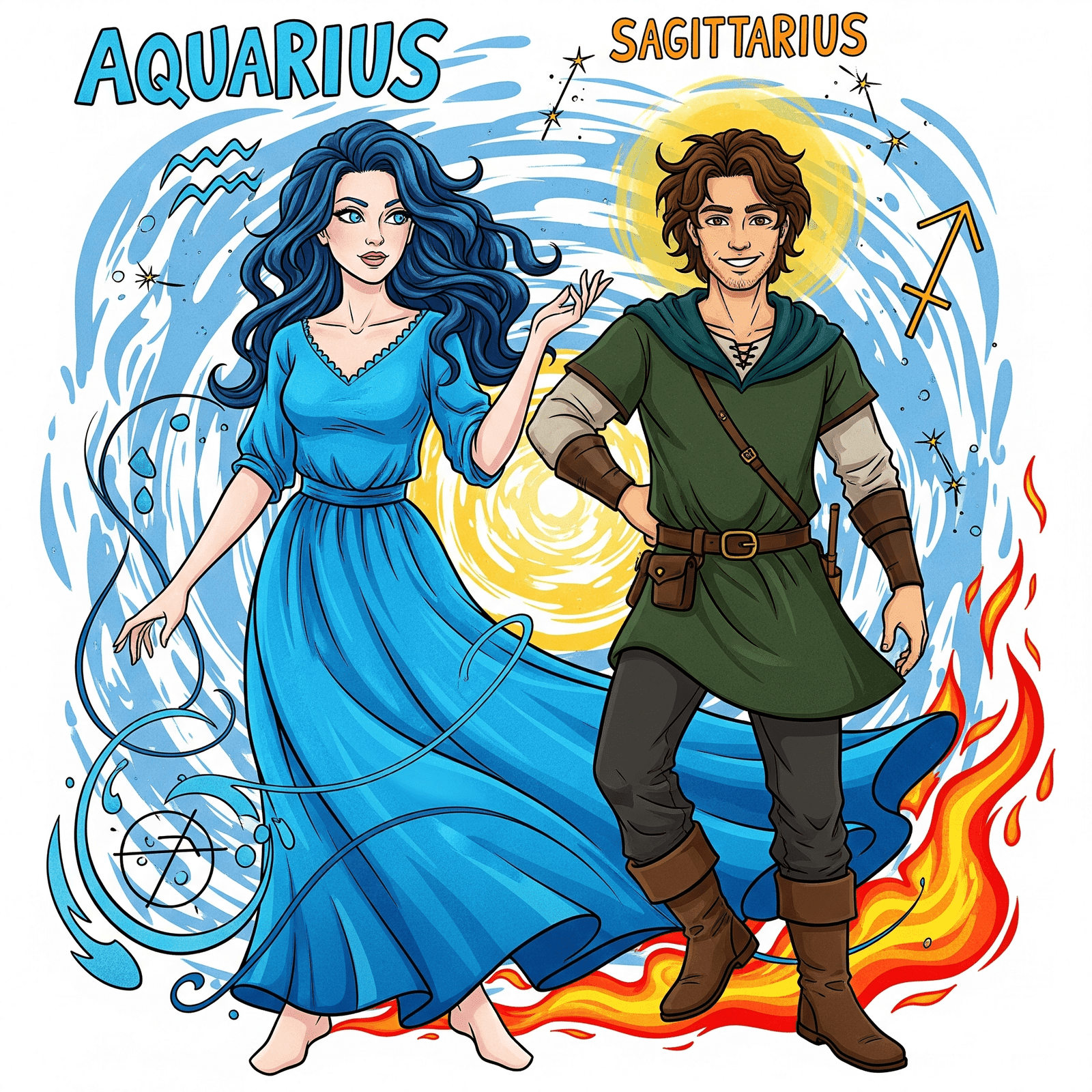 Aquarius Woman & Sagittarius Man